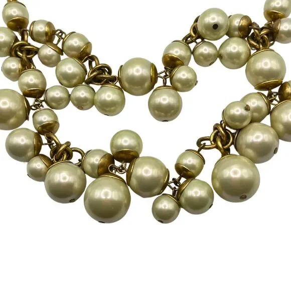 Stella & Dot Daphne Pearl Statement Necklace Gold Vintage Style - Picture 3 of 4